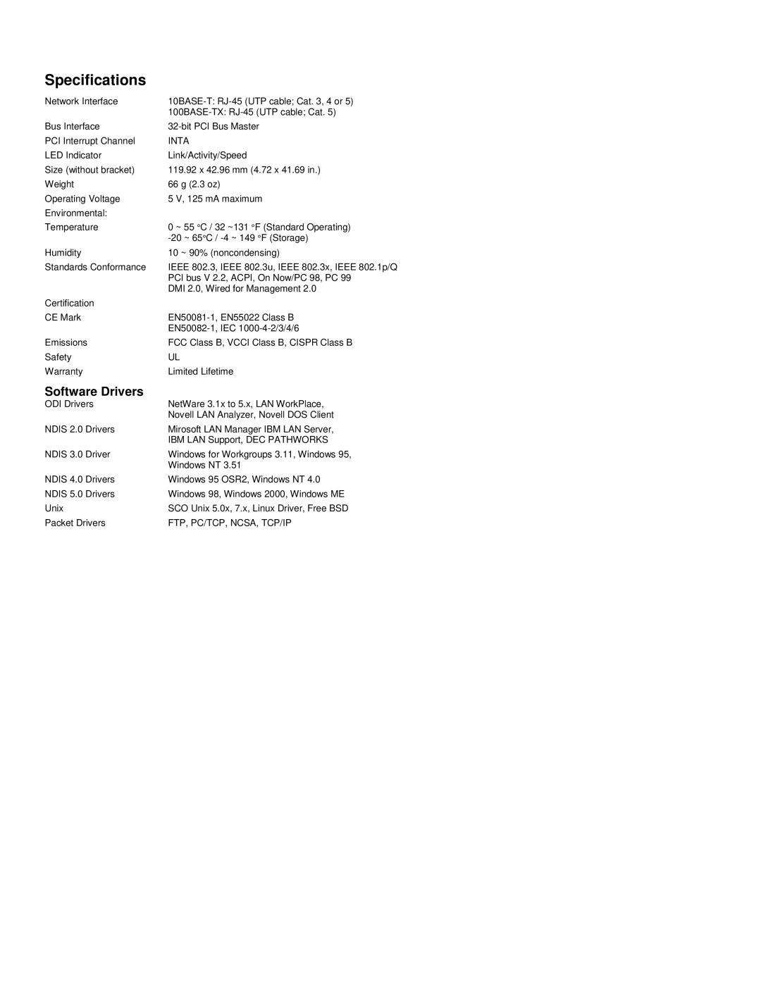 USRobotics USR7900 manual Specifications, Inta 