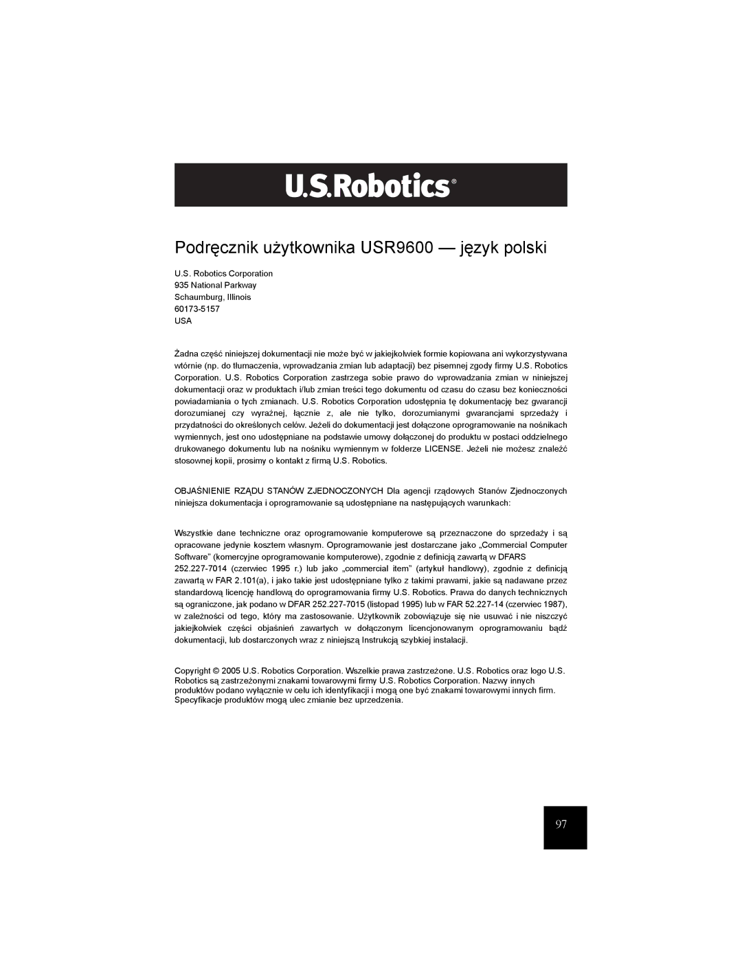 USRobotics manual Podręcznik użytkownika USR9600 język polski 