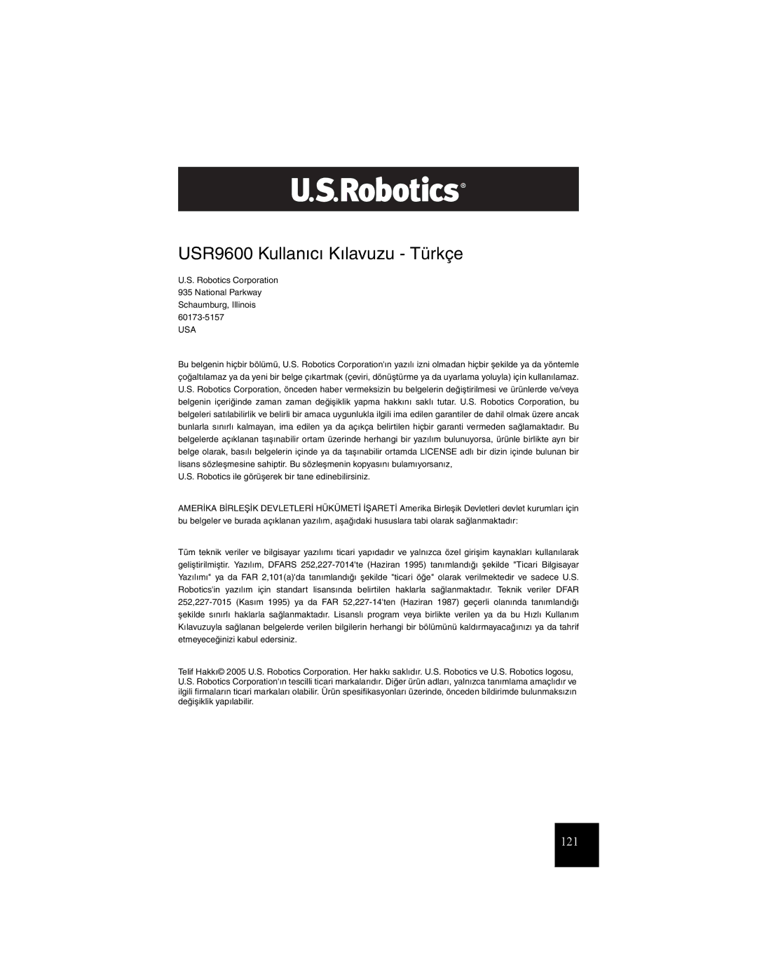 USRobotics manual USR9600 Kullanýcý Kýlavuzu Türkçe 