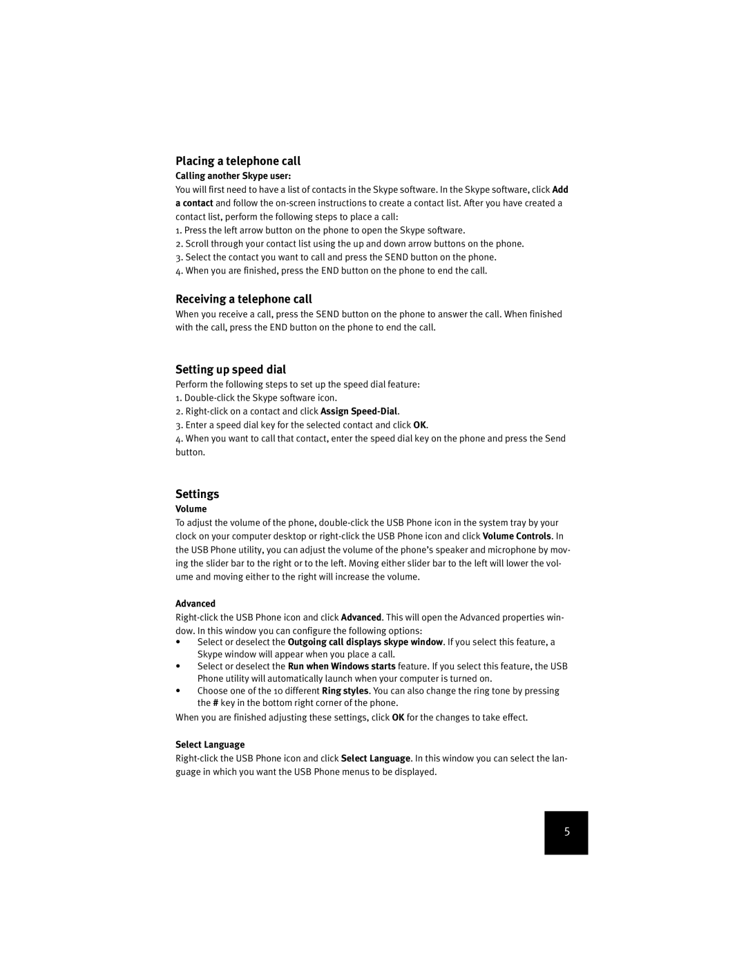 USRobotics USR9600 manual Placing a telephone call, Receiving a telephone call, Setting up speed dial, Settings 