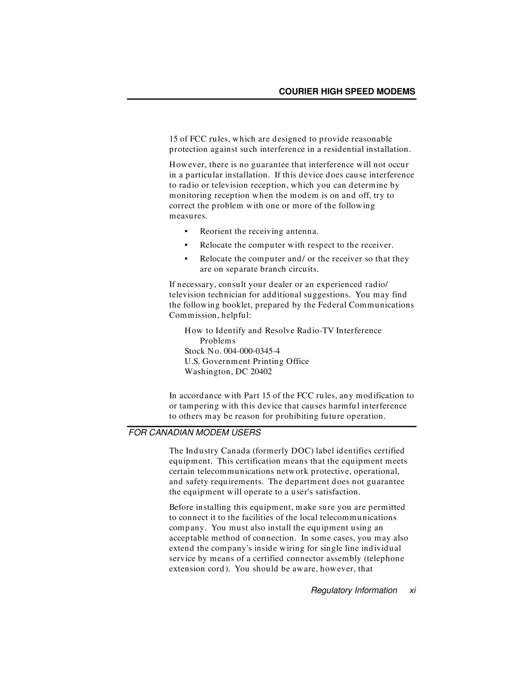 USRobotics V.34 user manual For Canadian Modem Users 