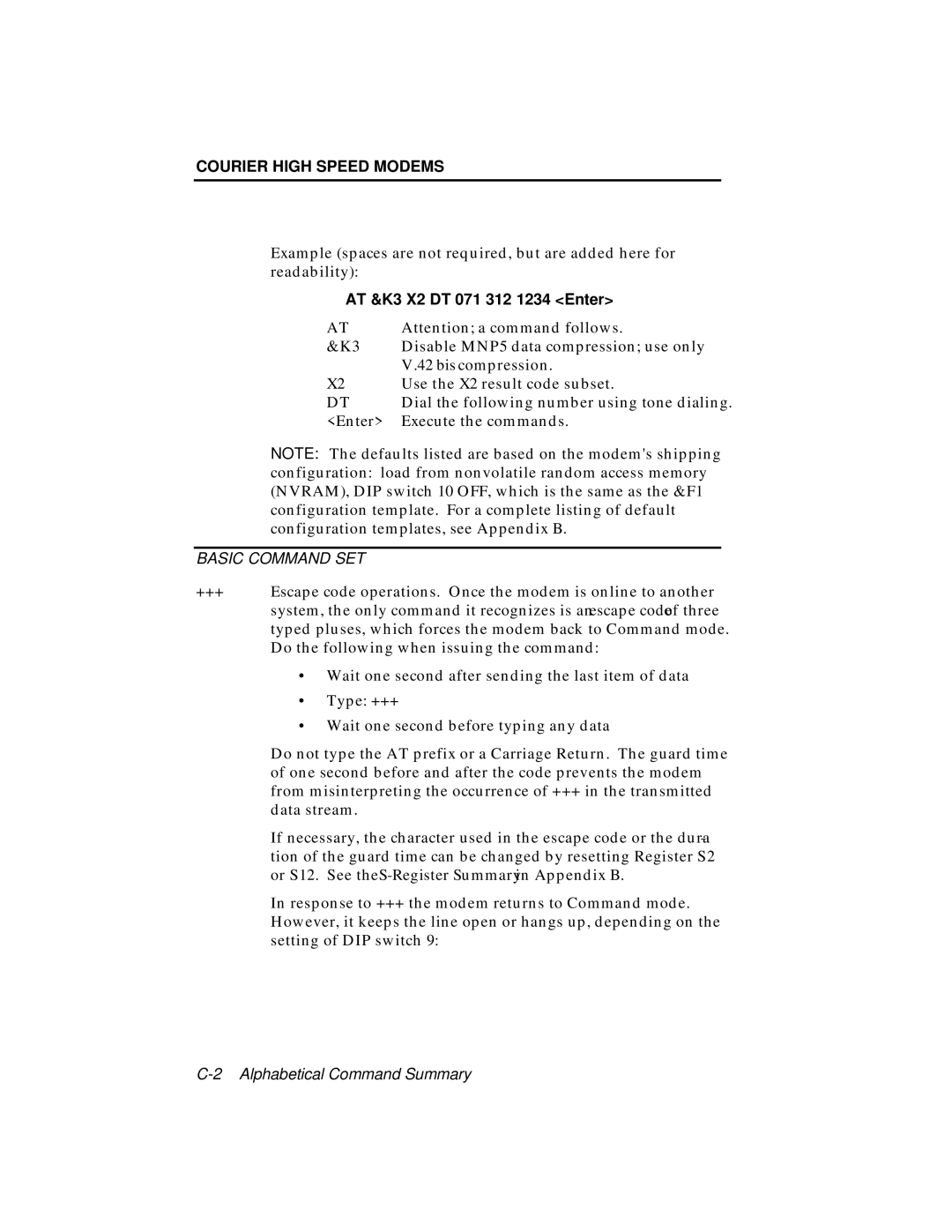 USRobotics V.34 user manual Basic Command SET 