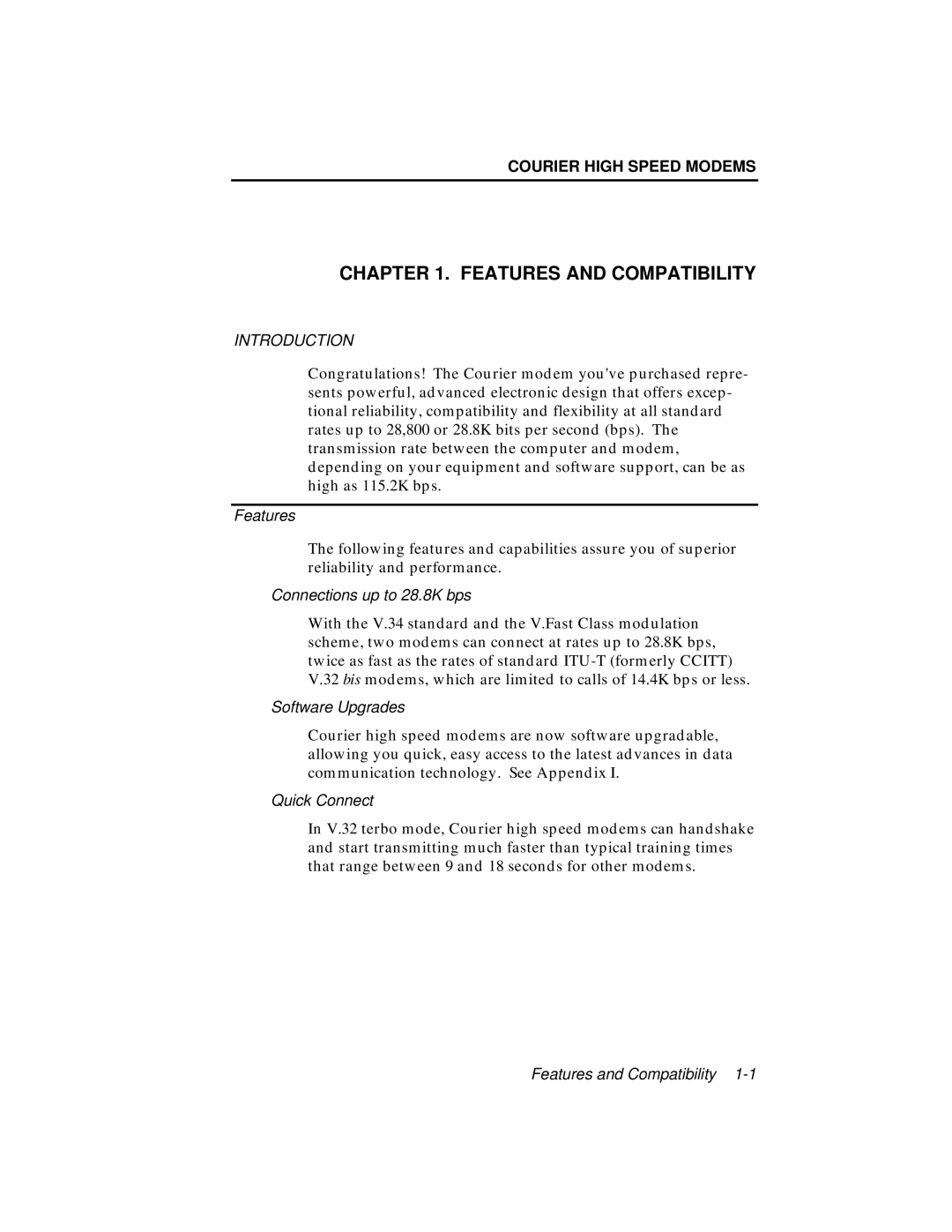 USRobotics V.34 user manual Features and Compatibility 