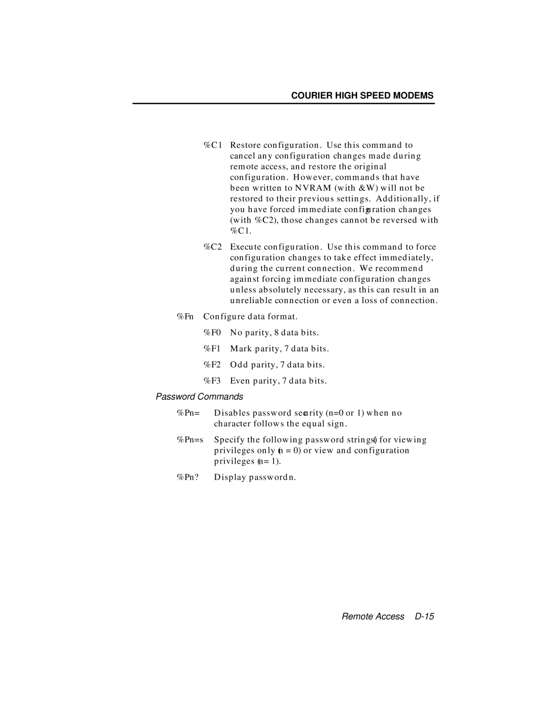 USRobotics V.34 user manual Restore configuration. Use this command to 