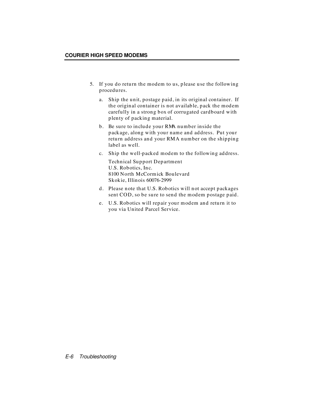 USRobotics V.34 user manual Courier High Speed Modems 