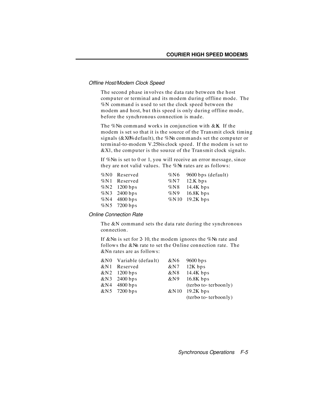 USRobotics V.34 user manual Terbo − to −terbo only 