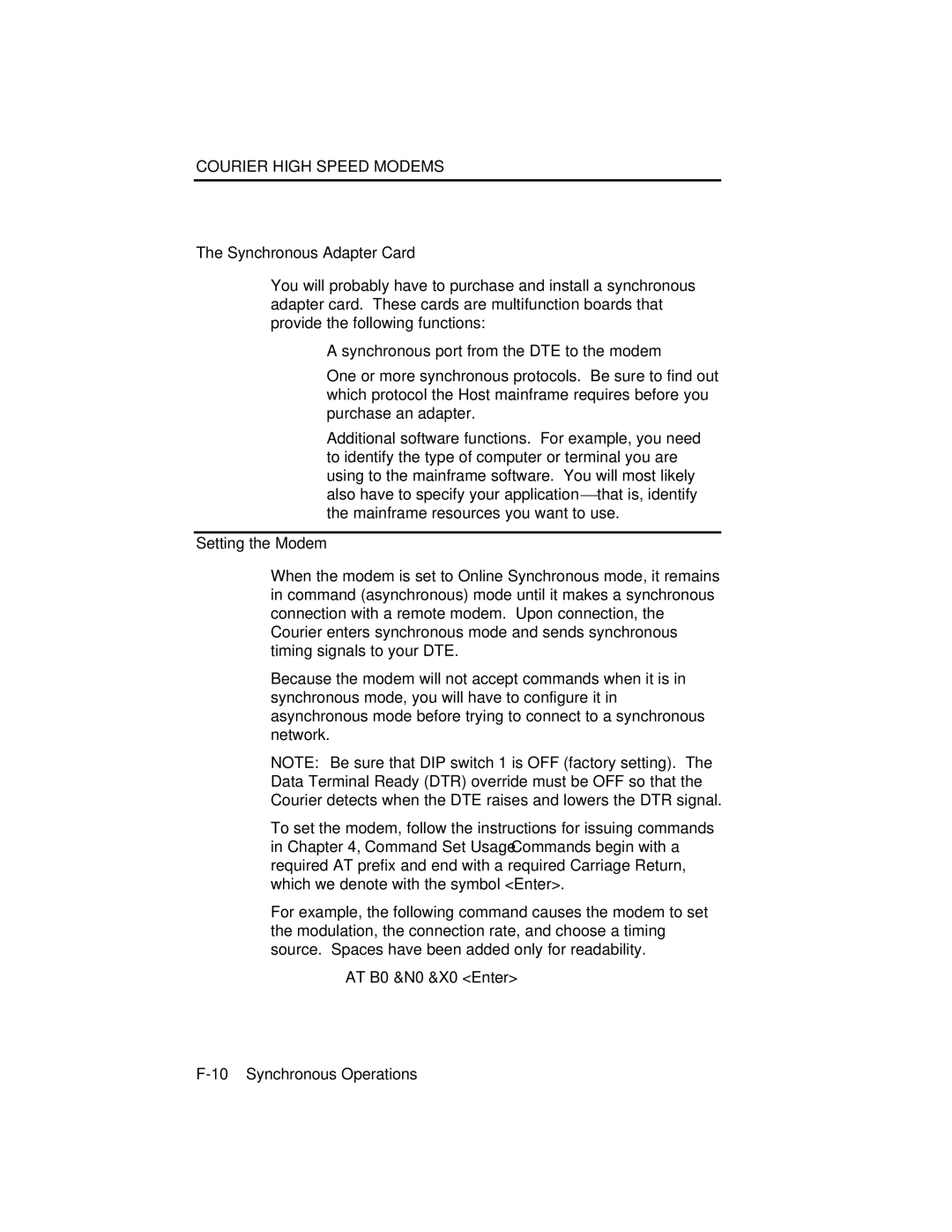 USRobotics V.34 user manual AT B0 &N0 &X0 Enter 