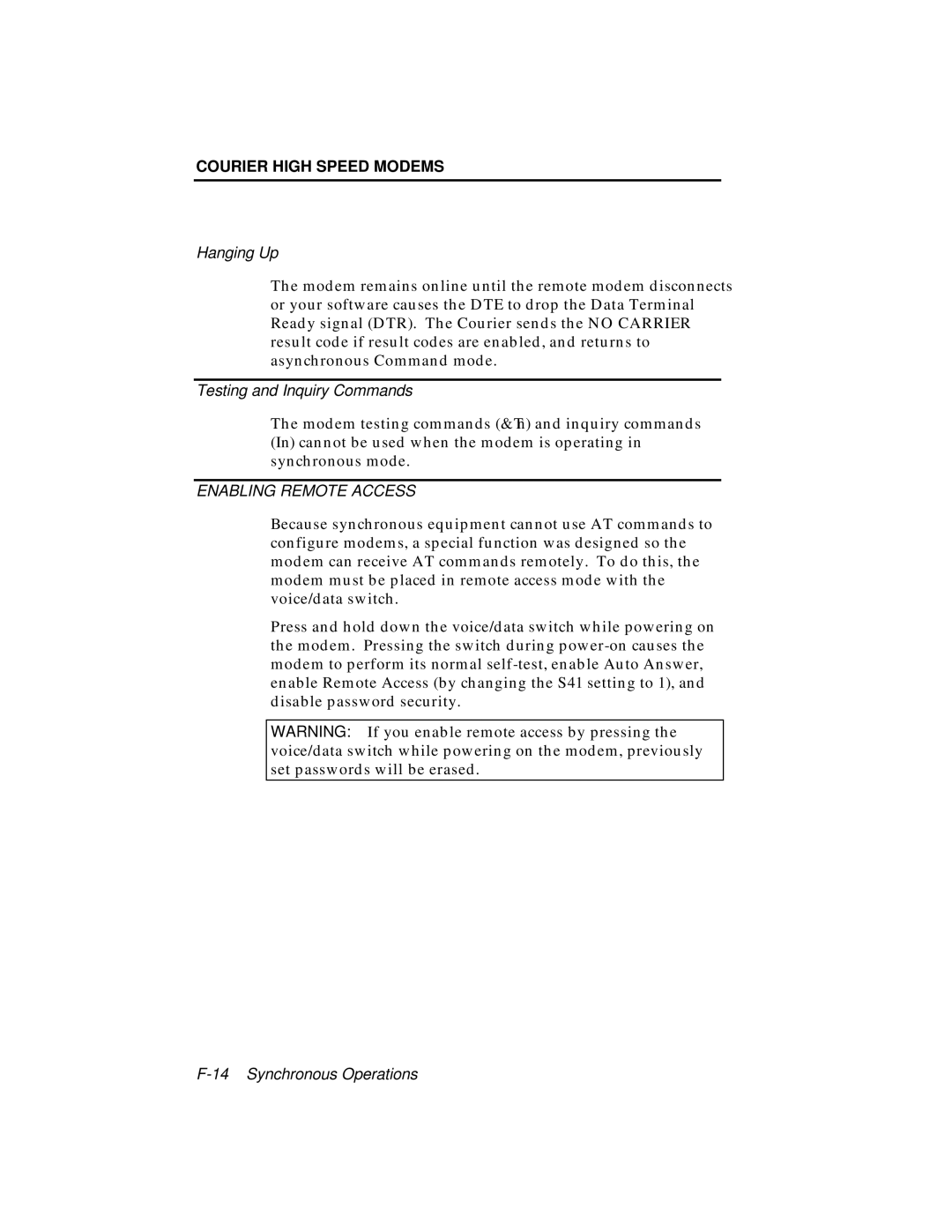 USRobotics V.34 user manual Enabling Remote Access 