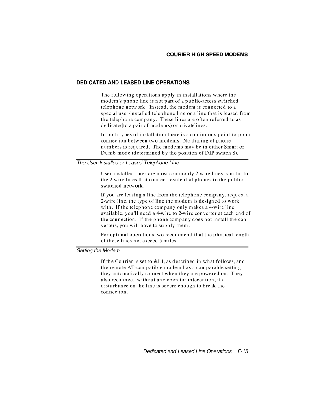 USRobotics V.34 user manual User-Installed or Leased Telephone Line 