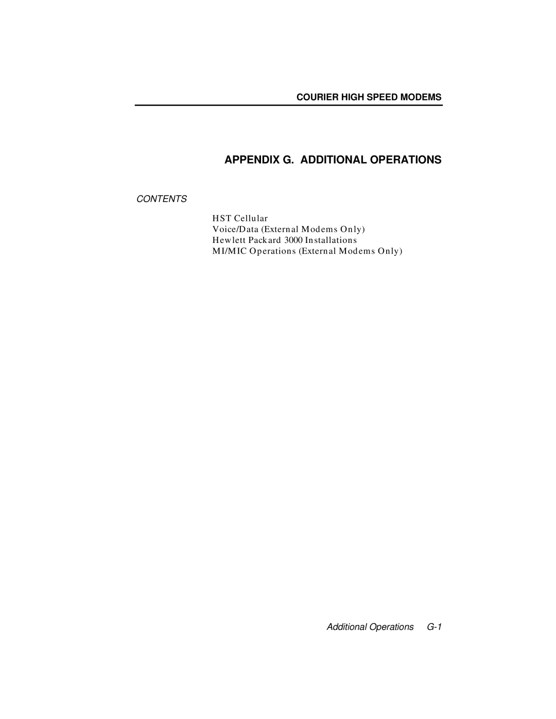 USRobotics V.34 user manual Appendix G. Additional Operations 