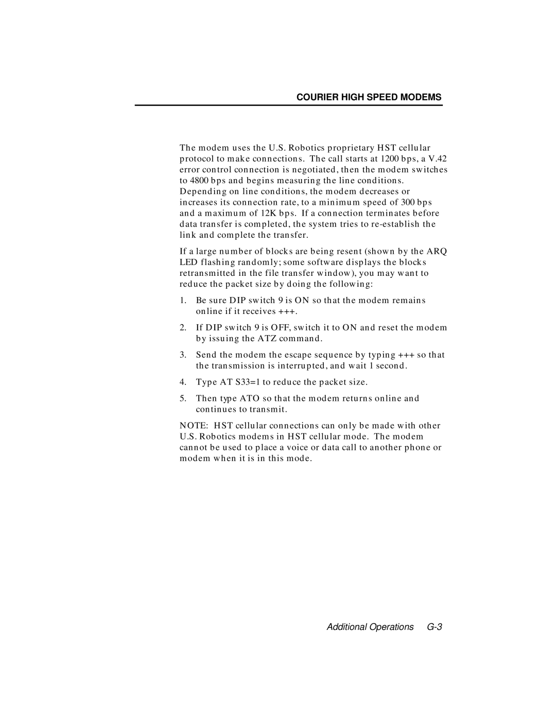 USRobotics V.34 user manual Additional Operations G-3 