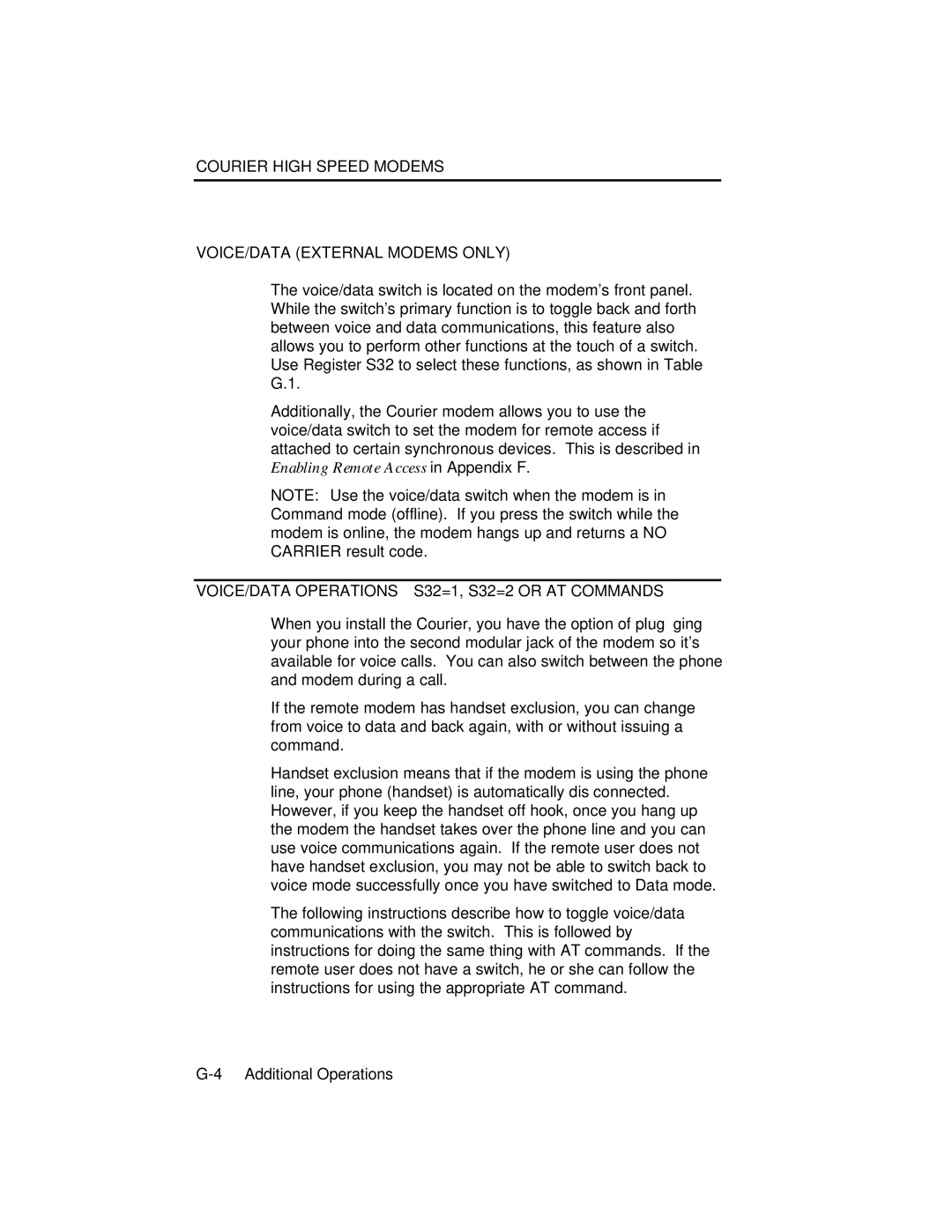 USRobotics V.34 user manual Courier High Speed Modems VOICE/DATA External Modems only 