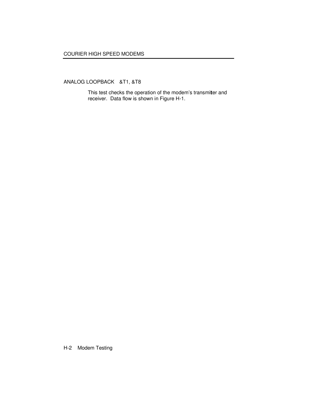 USRobotics V.34 user manual Figure H-1⎯Data Flow During Analog Loopback, AT &M0 &T1 Enter 