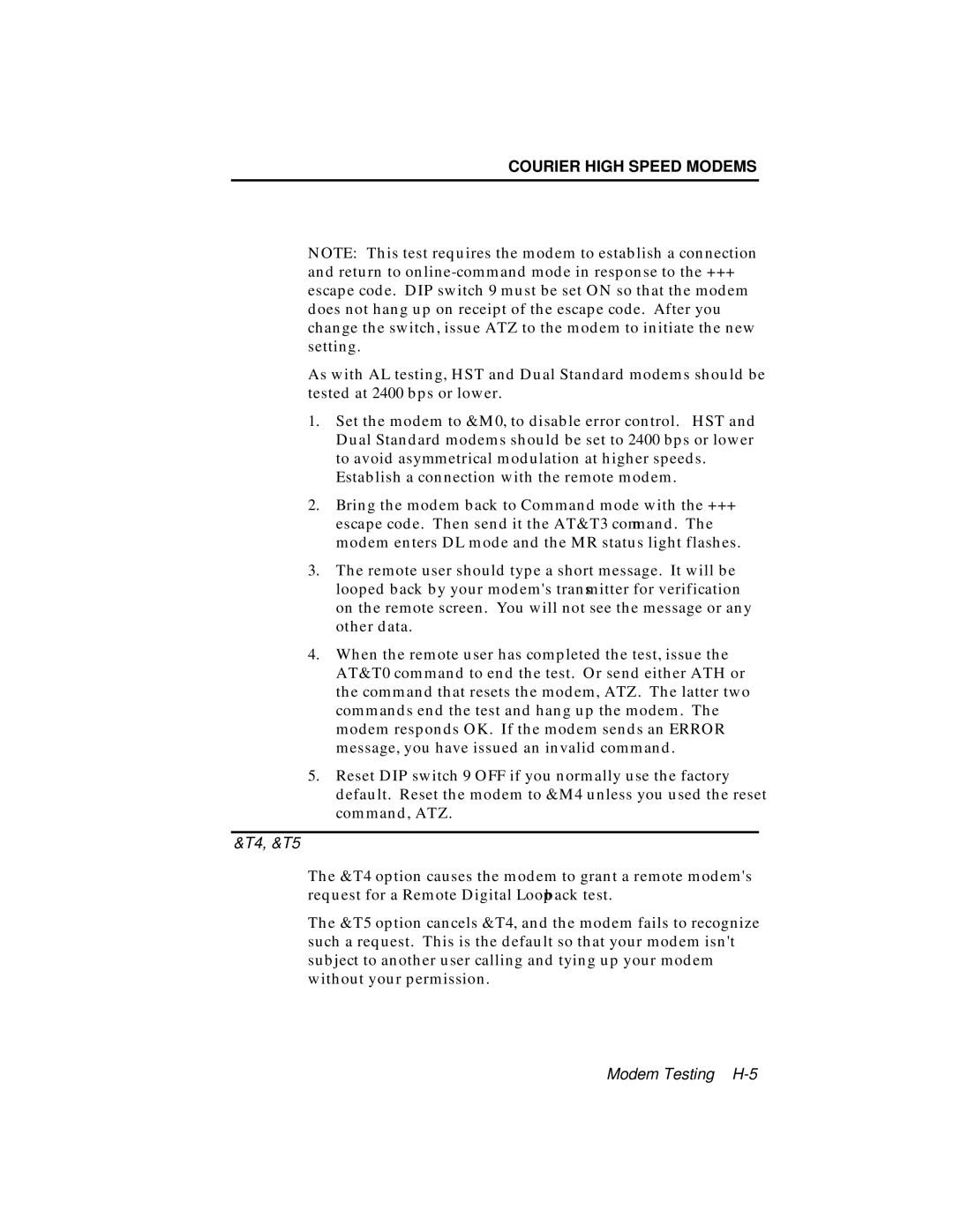 USRobotics V.34 user manual T4, &T5 