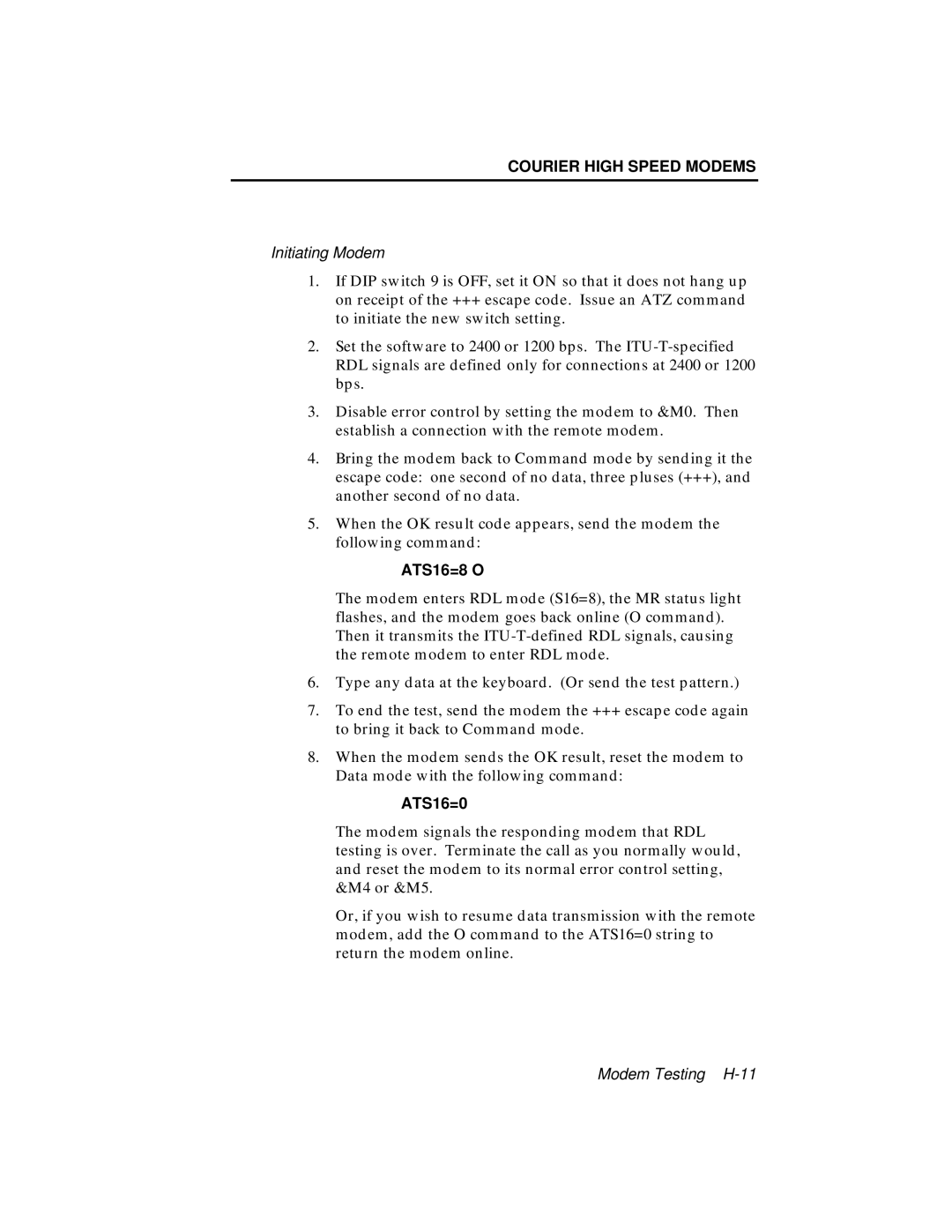 USRobotics V.34 user manual ATS16=8 O, ATS16=0 