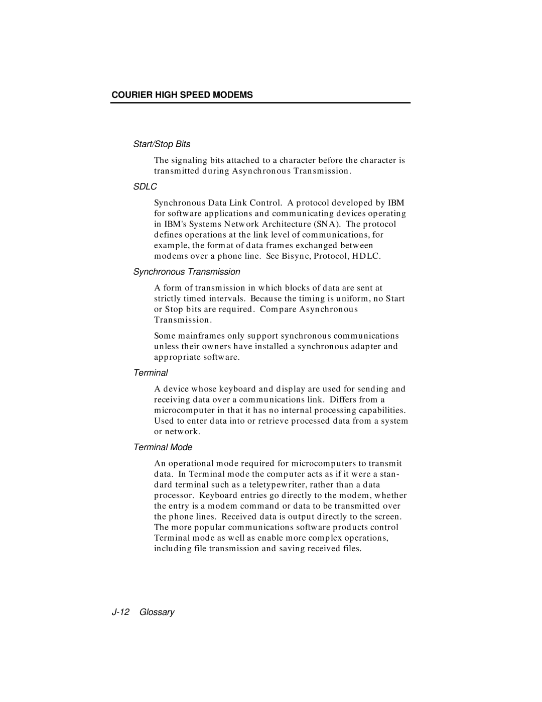 USRobotics V.34 user manual Sdlc 