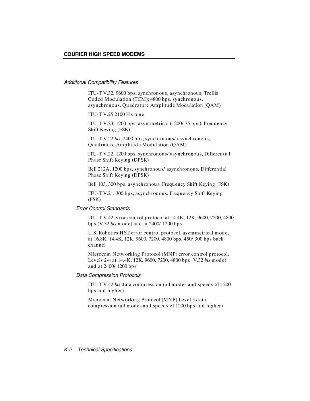 USRobotics V.34 user manual Additional Compatibility Features 