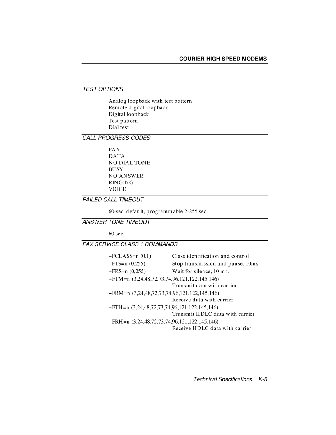 USRobotics V.34 user manual FAX Data No Dial Tone Busy No Answer Ringing Voice 