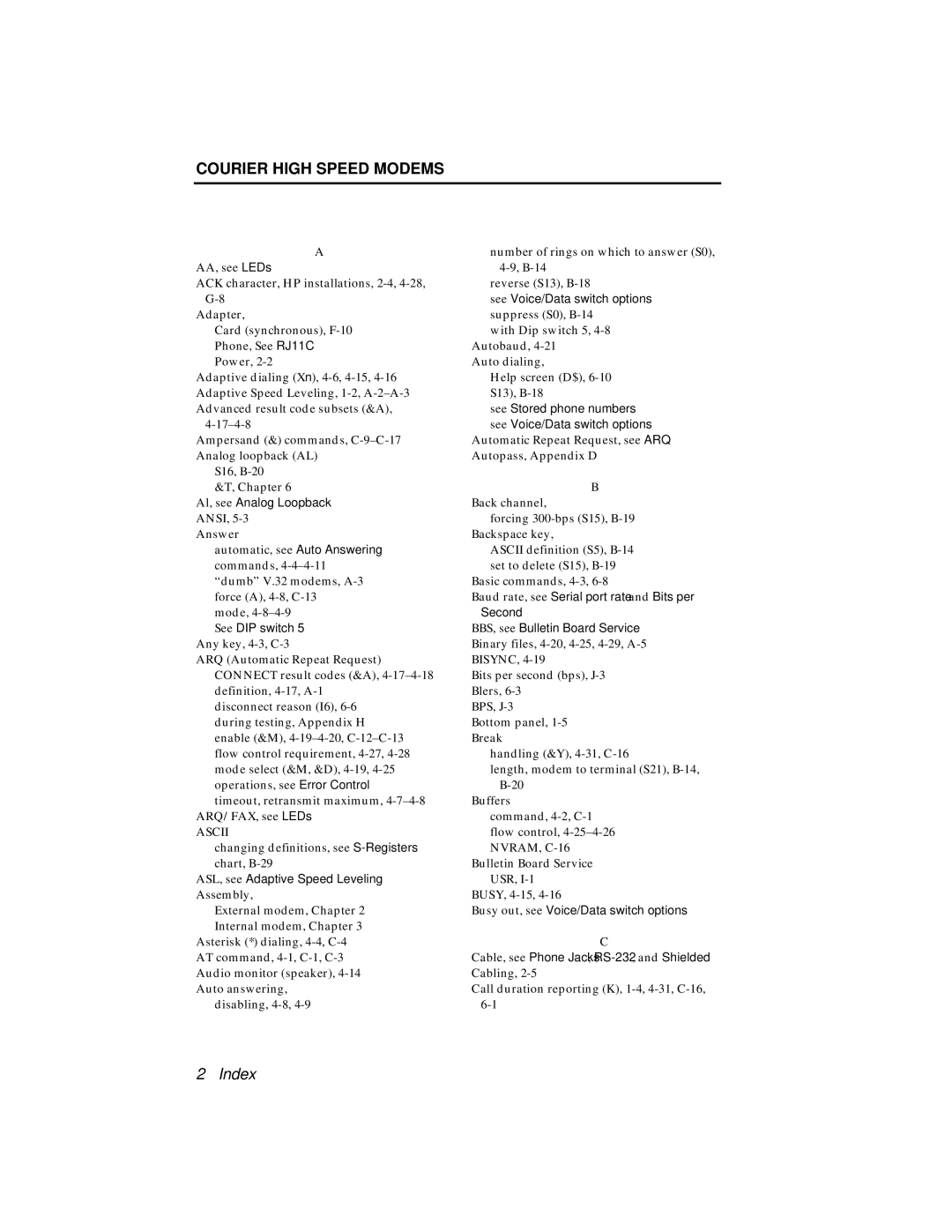 USRobotics V.34 user manual ASL, see Adaptive Speed Leveling 