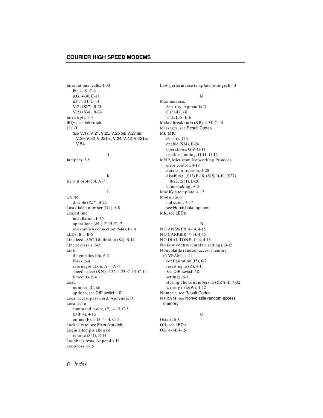 USRobotics V.34 user manual NVRAM, see Nonvolatile random access memory 