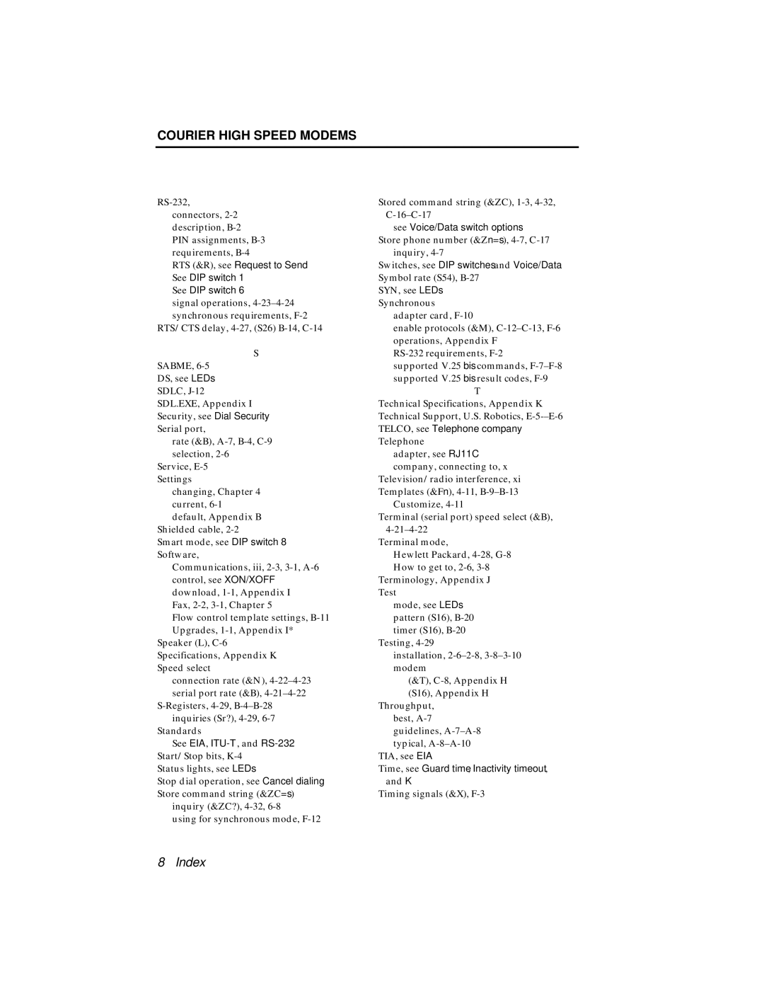 USRobotics V.34 user manual Time, see Guard time, Inactivity timeout, and K 