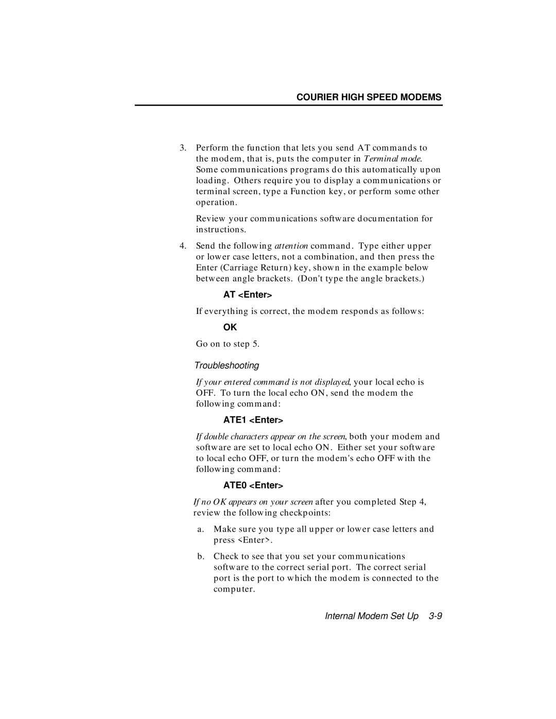 USRobotics V.34 user manual AT Enter 