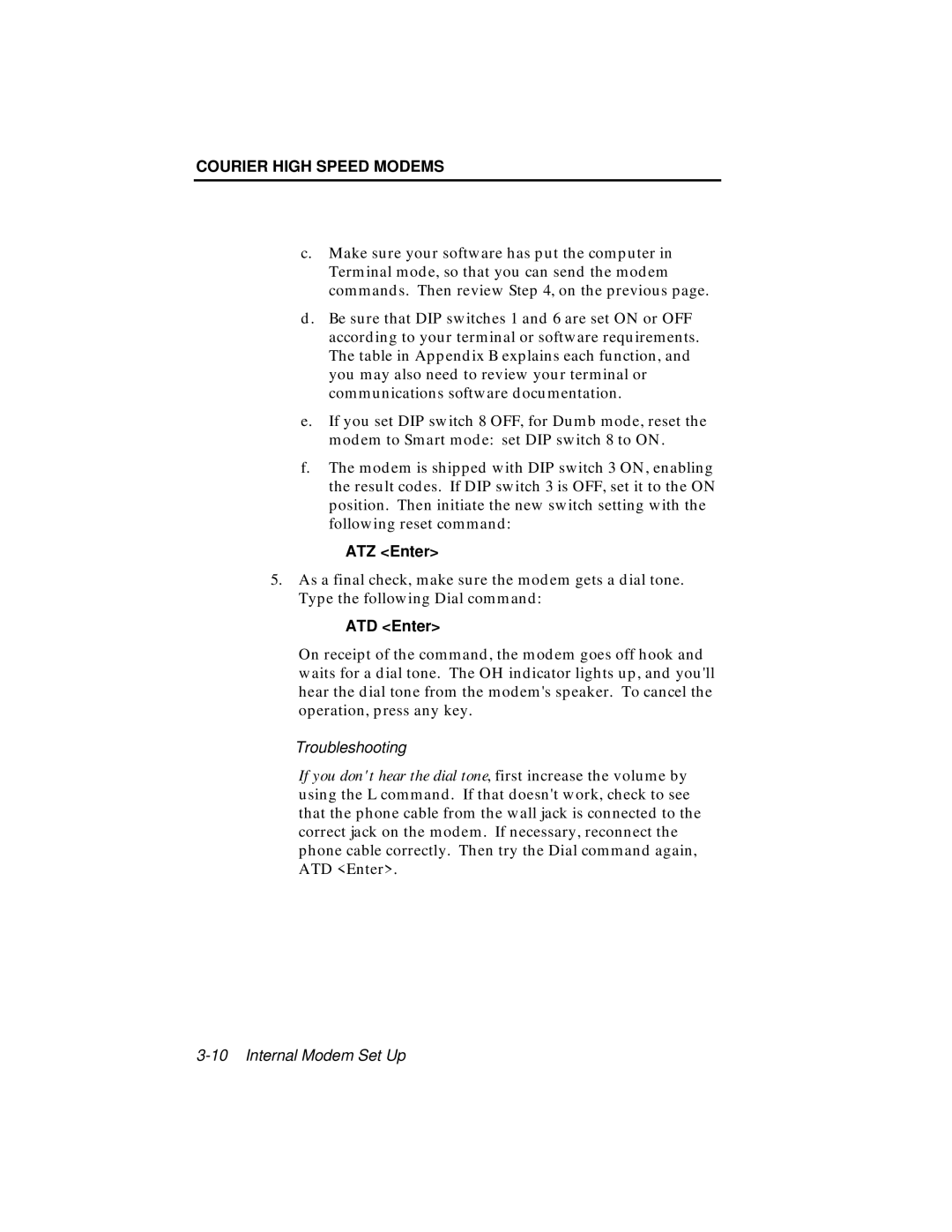 USRobotics V.34 user manual ATZ Enter 