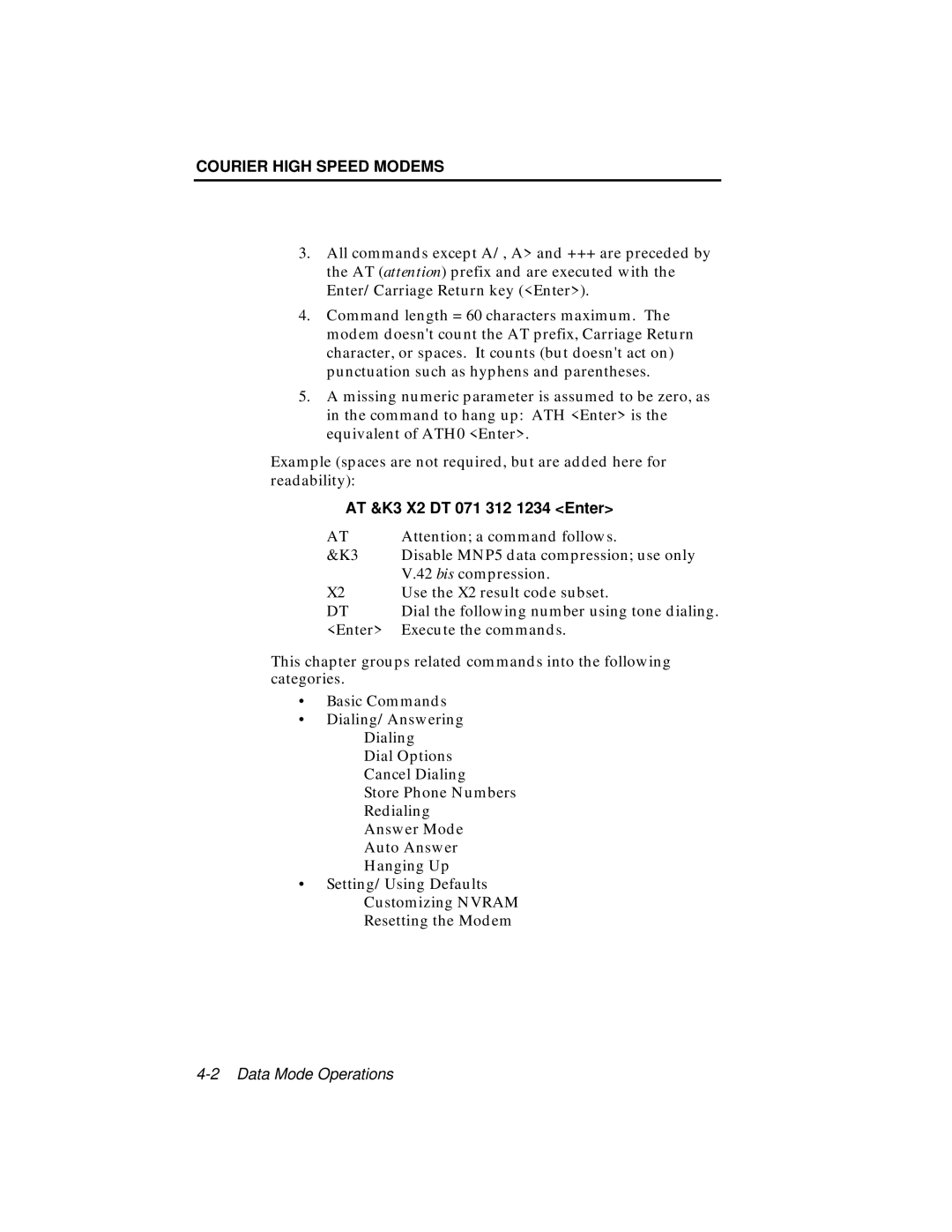 USRobotics V.34 user manual AT &K3 X2 DT 071 312 1234 Enter 