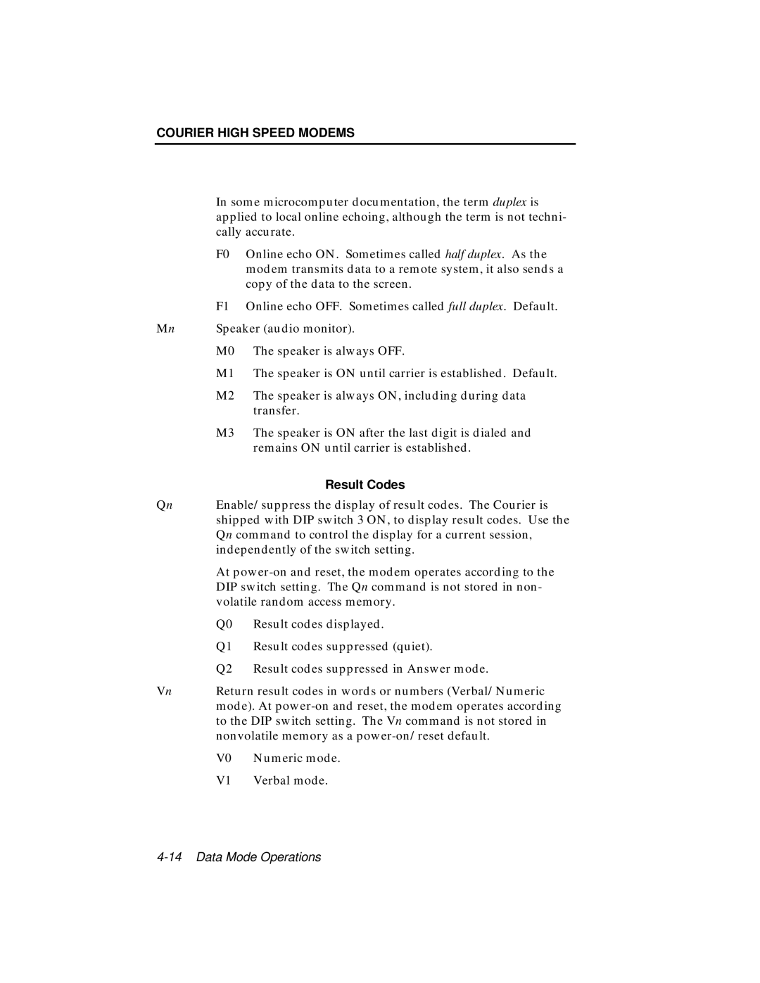 USRobotics V.34 user manual Result Codes 