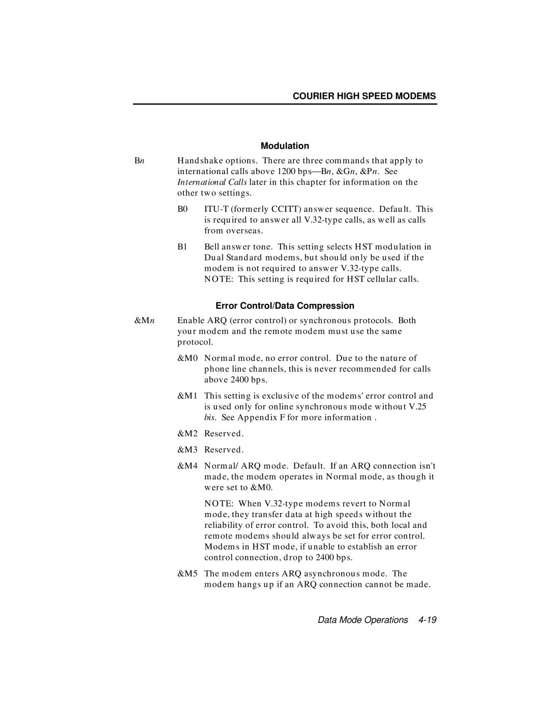 USRobotics V.34 user manual Modulation, Error Control/Data Compression 