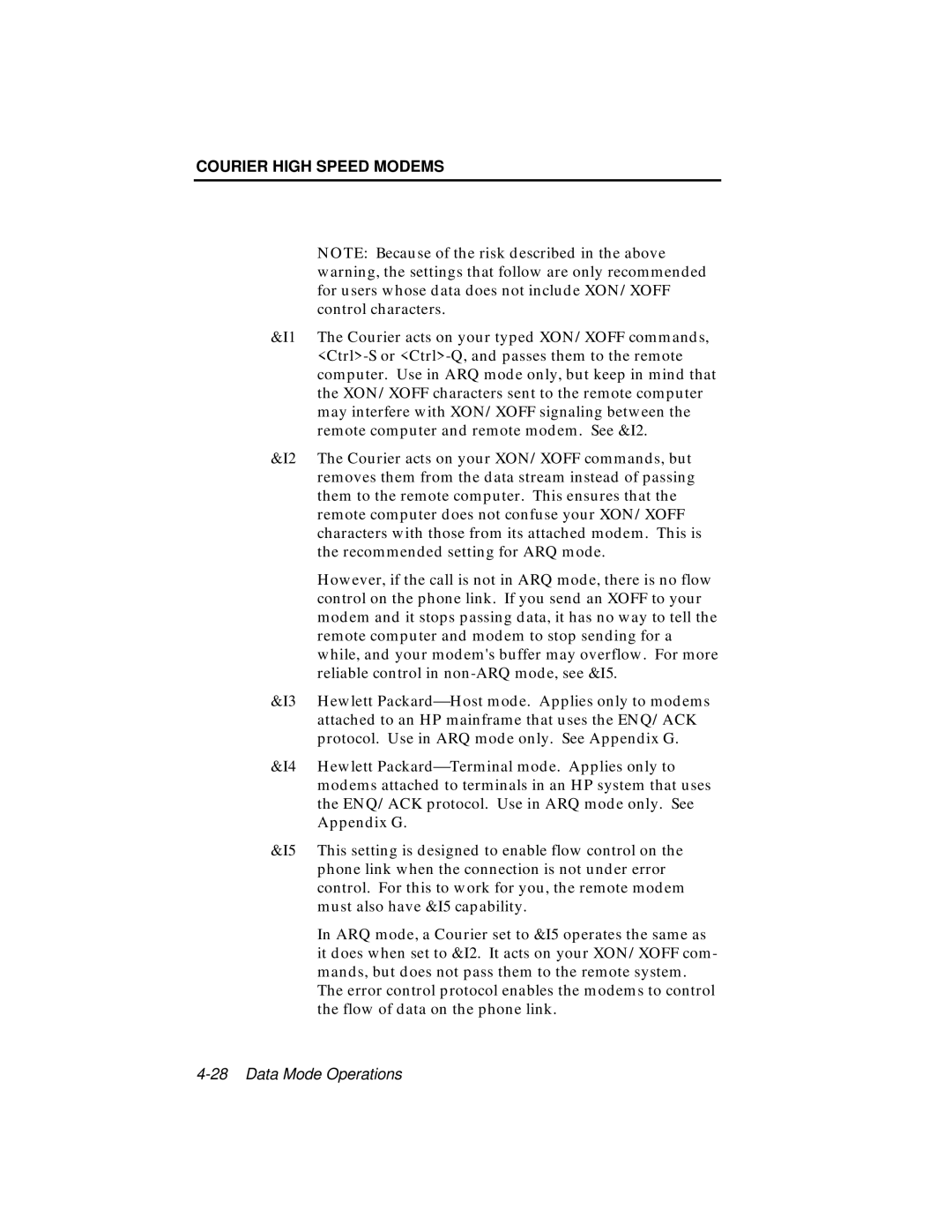 USRobotics V.34 user manual For users whose data does not include XON/XOFF 