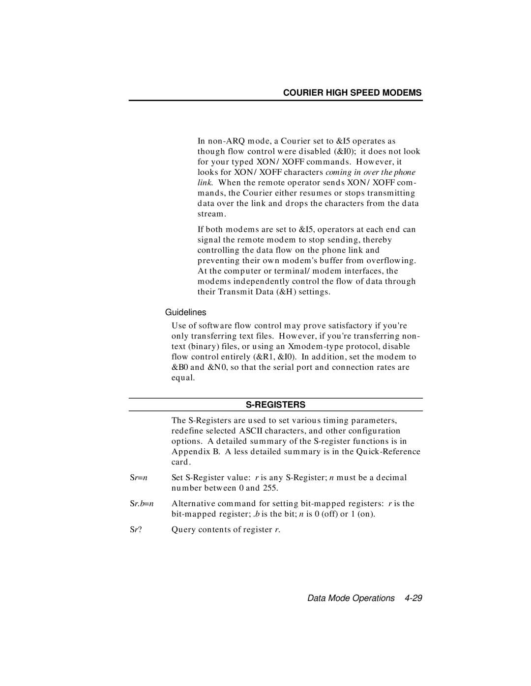 USRobotics V.34 user manual Guidelines, Registers 