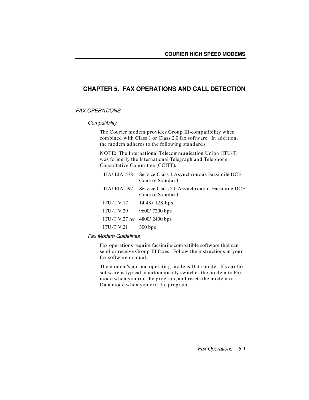 USRobotics V.34 user manual FAX Operations and Call Detection 