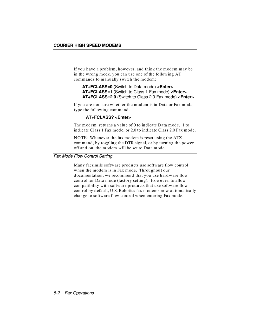 USRobotics V.34 user manual AT+FCLASS? Enter 