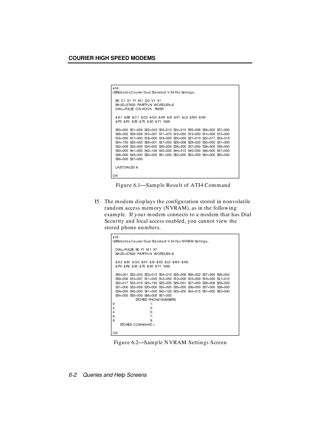 USRobotics V.34 user manual ⎯Sample Result of ATI4 Command 