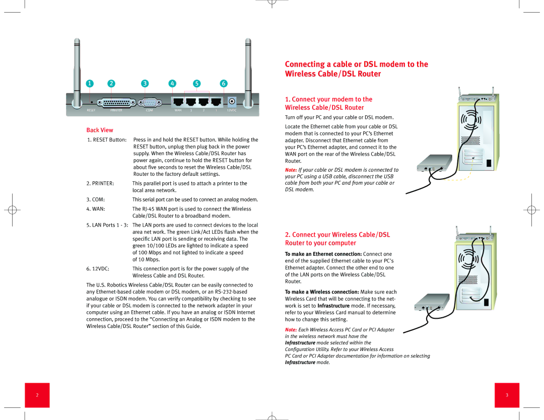 USRobotics Wireless Cable/DSL Router manual This parallel port is used to attach a printer to, Local area network, Wan 