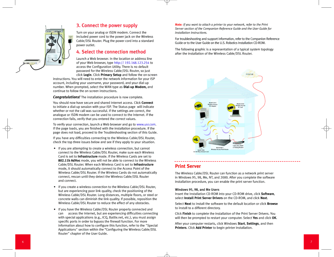 USRobotics Wireless Cable/DSL Router manual Launch a Web browser. In the location or address line, Connect 