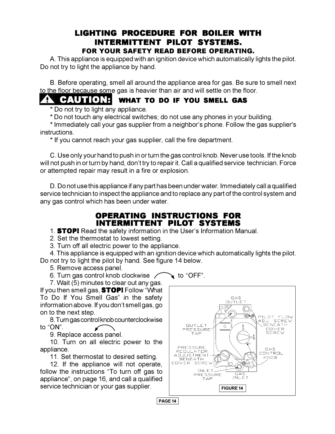 Utica Gas-fired Boiler manual For Your Safety Read Before Operating, What to do if YOU Smell GAS 