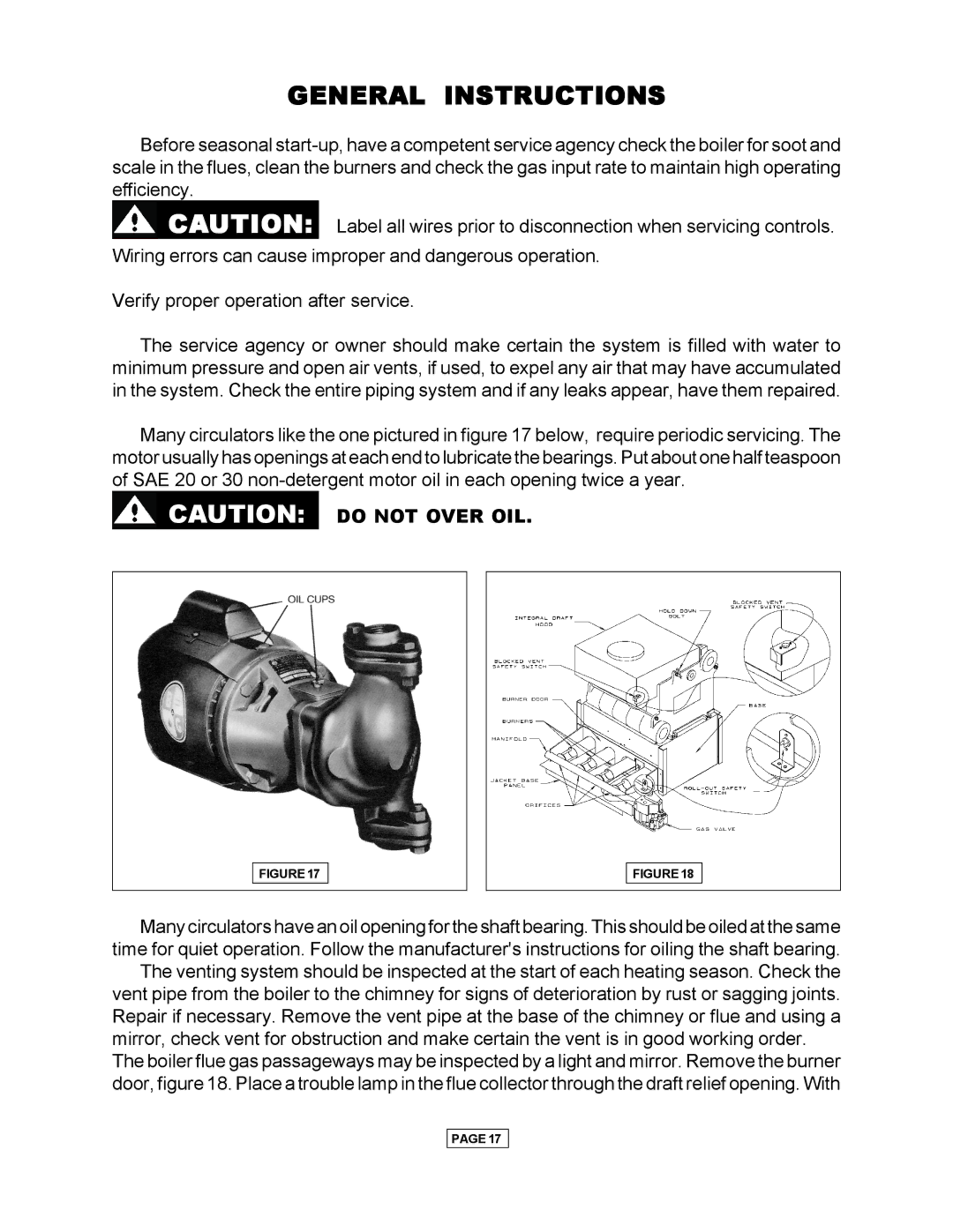 Utica Gas-fired Boiler manual General Instructions, Do not Over OIL 