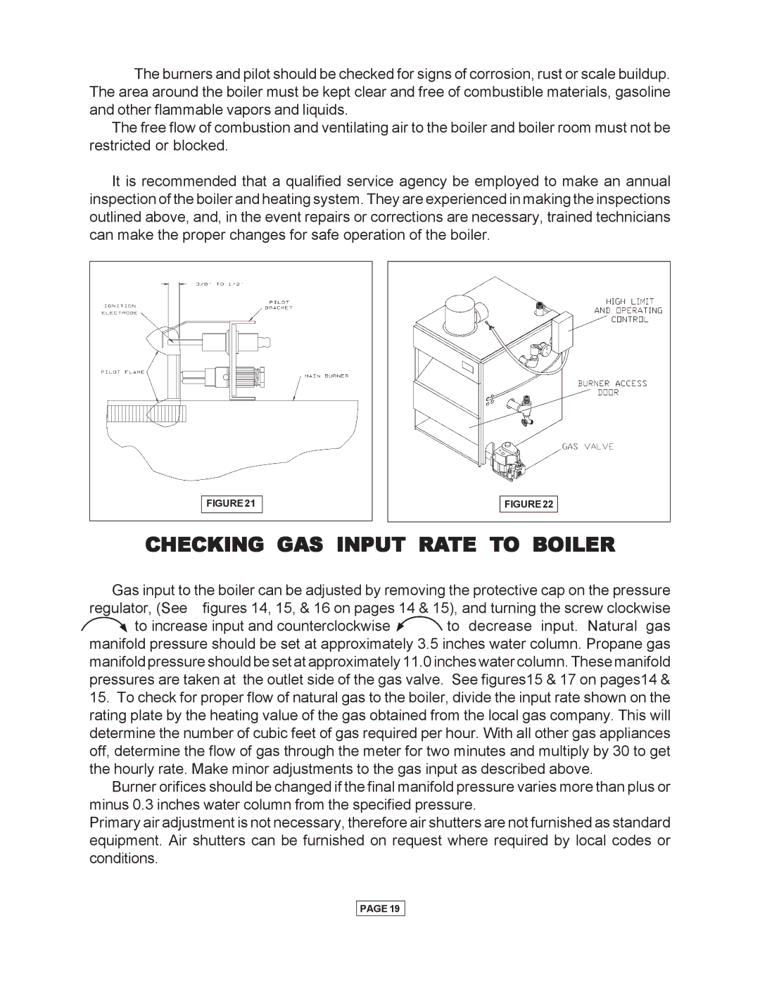 Utica Gas-fired Boiler manual Checking GAS Input Rate to Boiler 