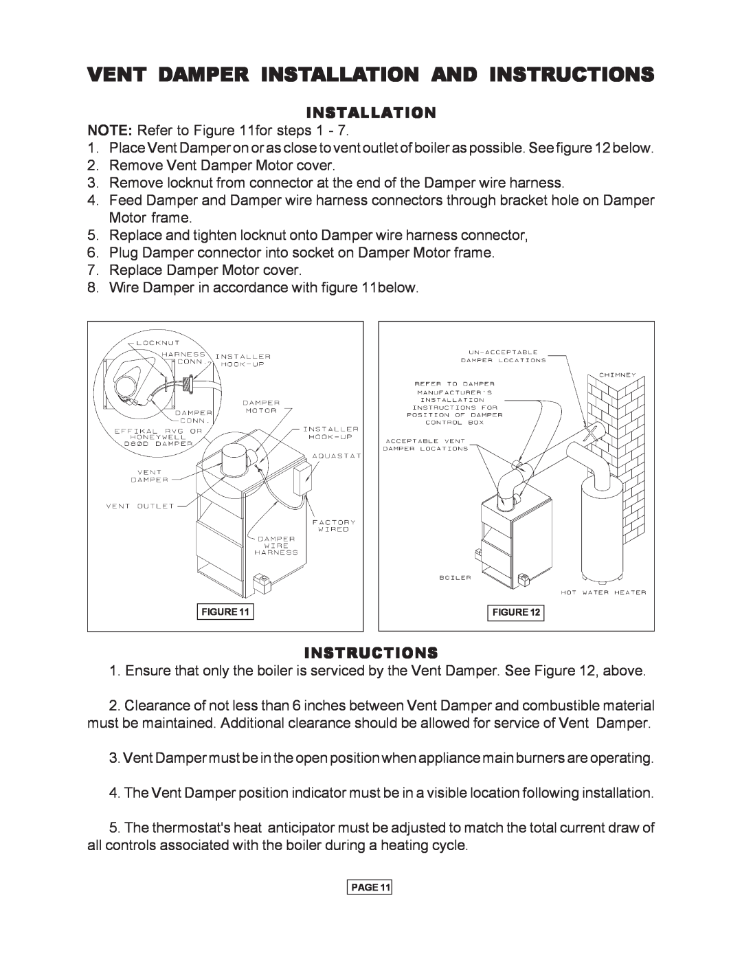 Utica Gas-fired Boiler manual Vent Damper Installation And Instructions 