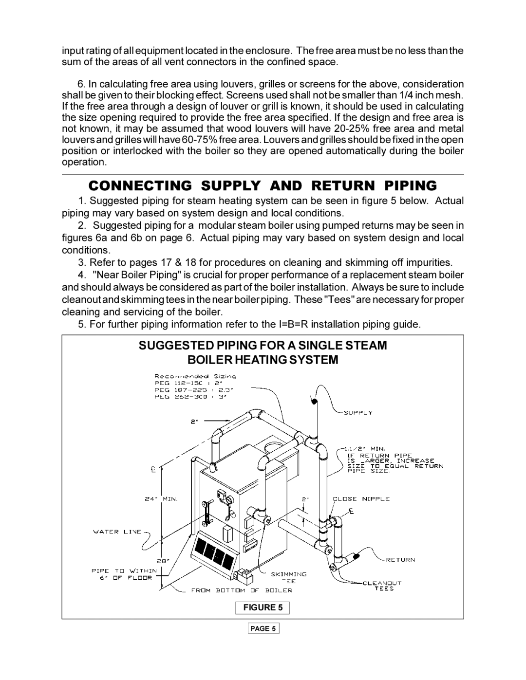 Utica PEG-C installation manual Connecting Supply and Return Piping 