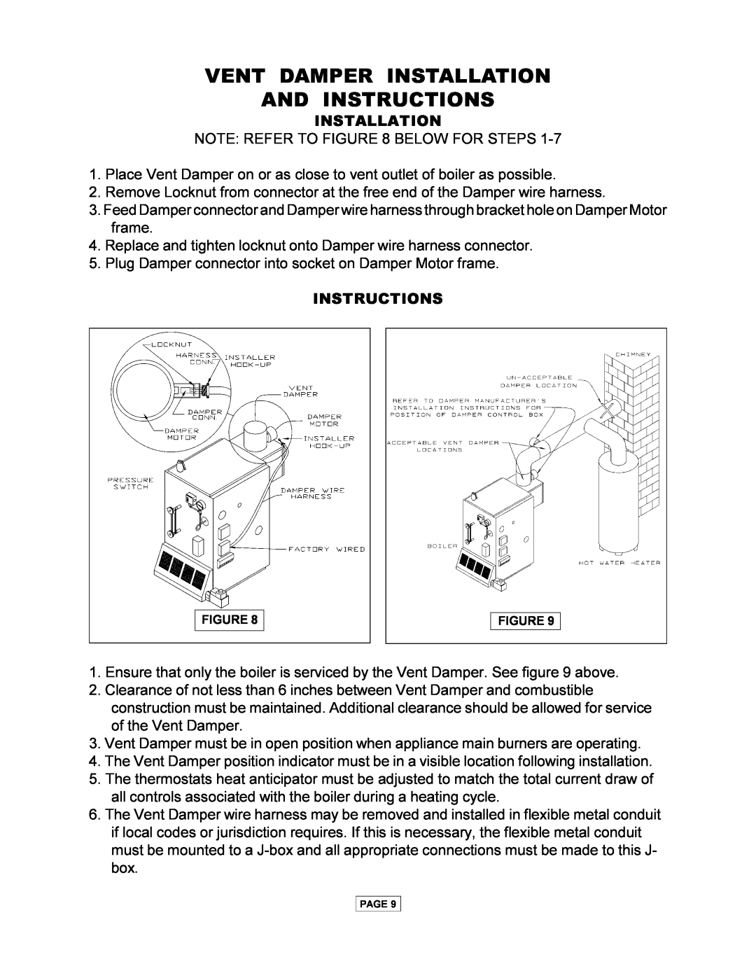 Utica PEG-C installation manual Vent Damper Installation And Instructions 