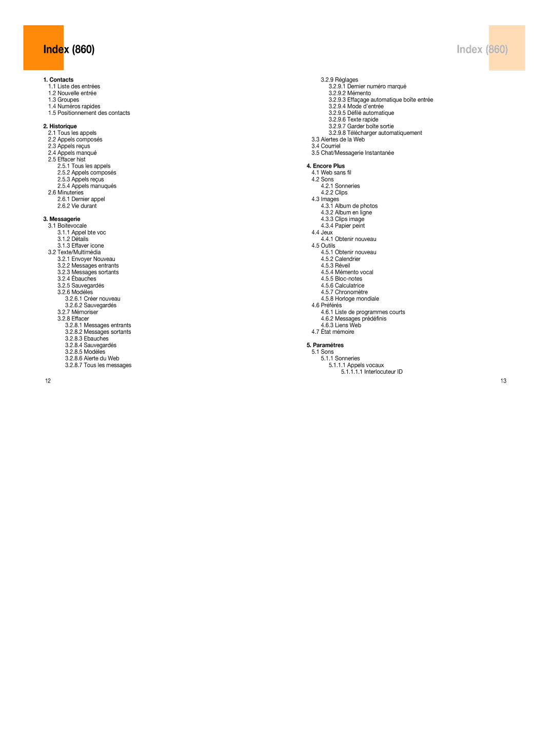 UTStarcom 860 manual Index 