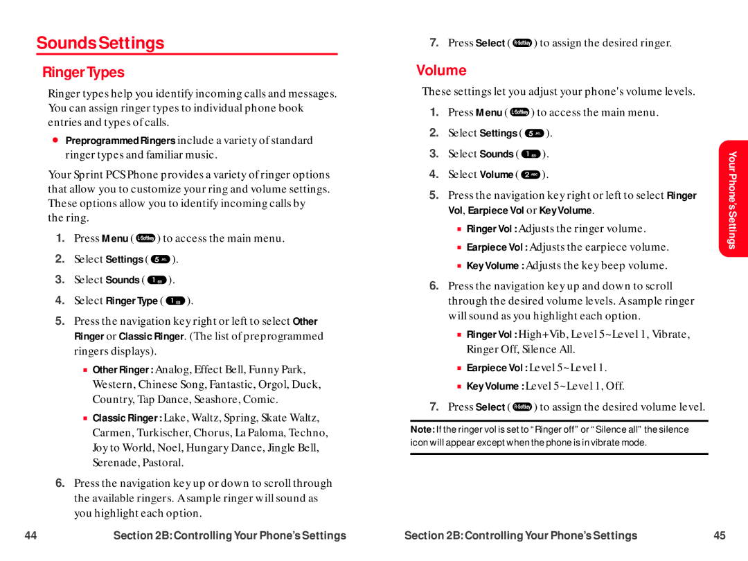 UTStarcom CDM-105 warranty Sounds Settings, Ringer Types, Volume 