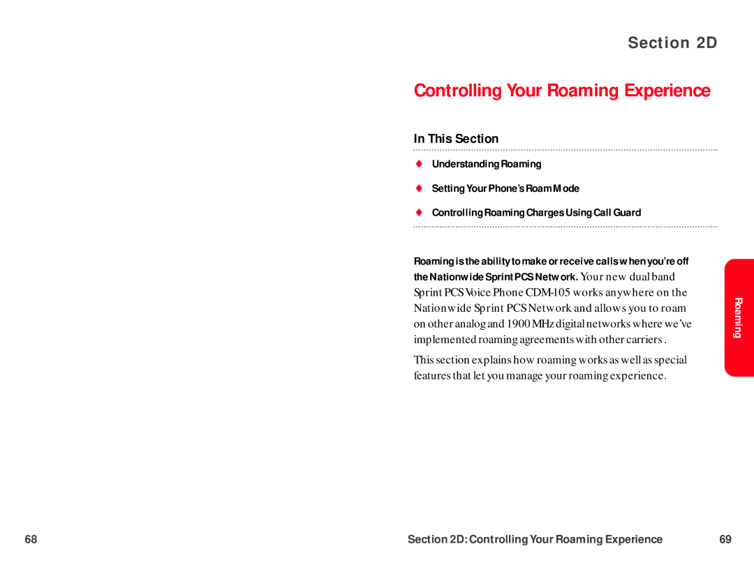 UTStarcom CDM-105 warranty Controlling Your Roaming Experience 