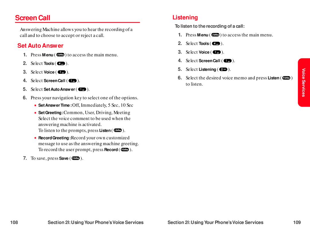 UTStarcom CDM-105 warranty Screen Call, Listening, Select Set Auto Answer 