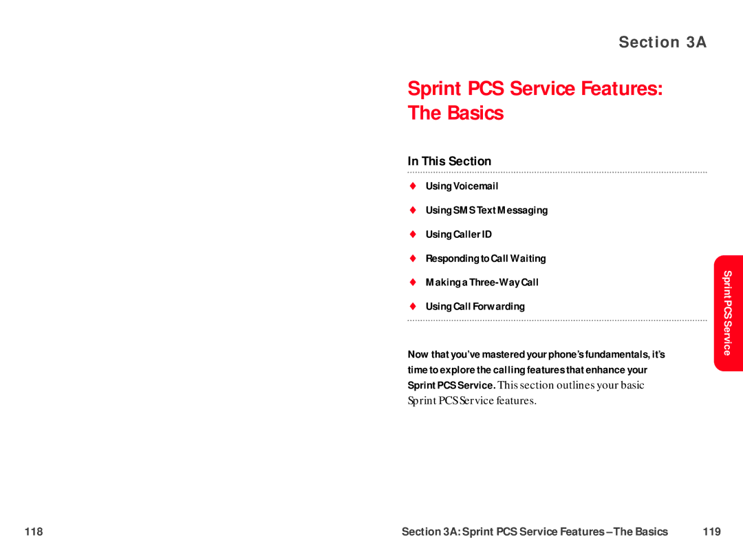 UTStarcom CDM-105 warranty Sprint PCS Service Features The Basics 