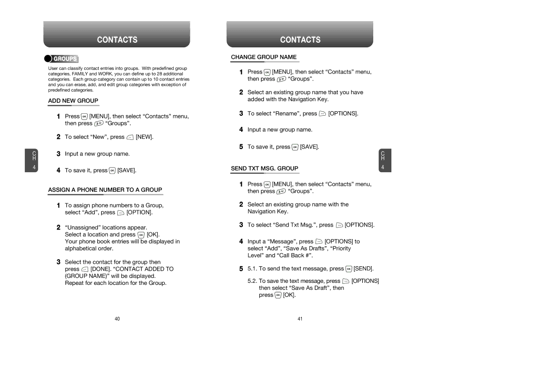 UTStarcom CDM 1080 manual ADD NEW Group, Assign a Phone Number to a Group, Change Group Name, Groups 