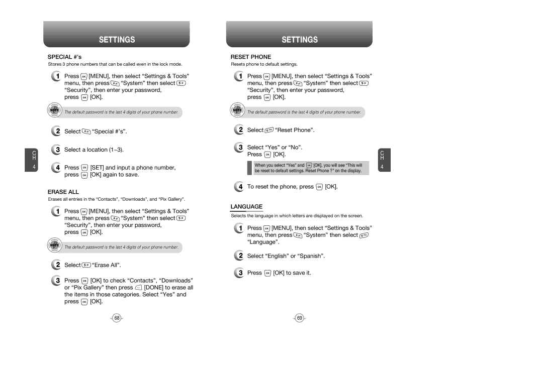 UTStarcom CDM 1080 manual Erase ALL, Reset Phone, Language 